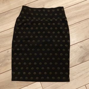 Black with gold polka dot lularoe M skirt